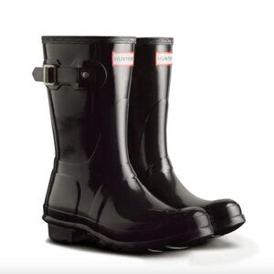 Hunter Women's Black Original Short Gloss Rain Boots 10